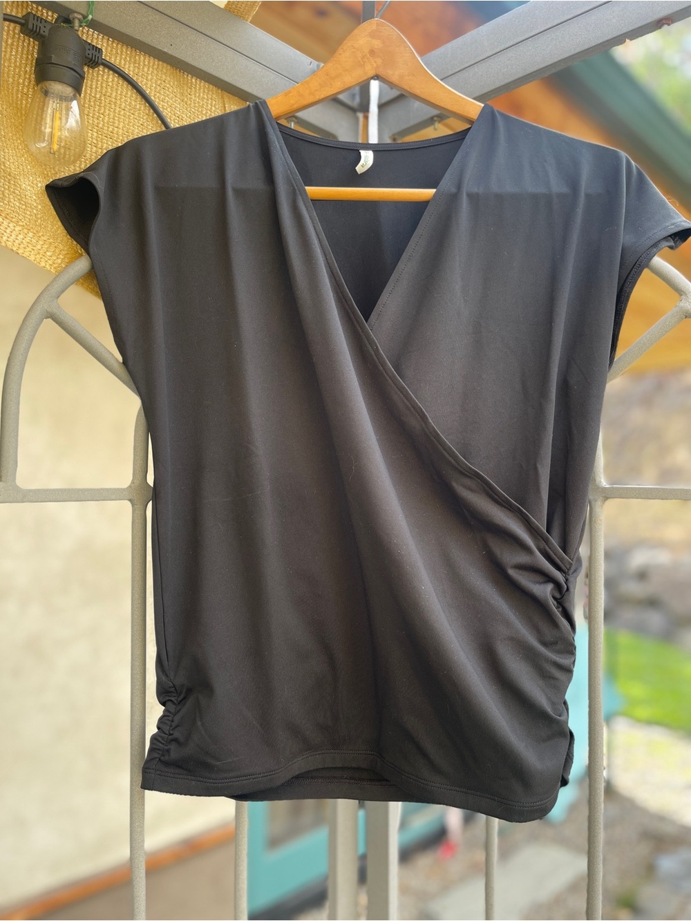 HALARA Black Women's Surplice Wrap Top
